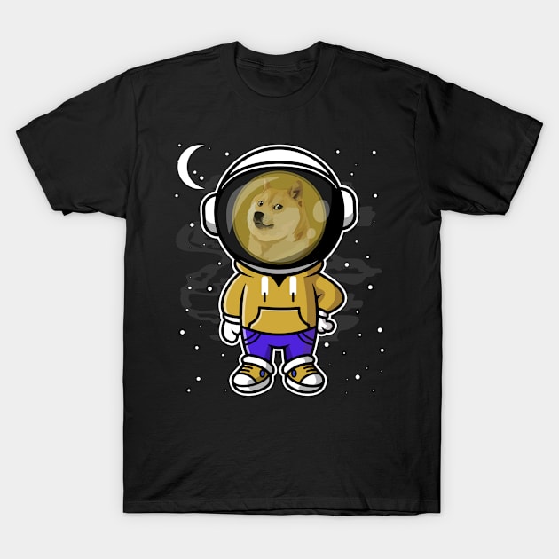 Hiphop Astronaut Dogecoin DOGE Coin To The Moon Crypto Token Cryptocurrency Wallet Birthday Gift For Men Women Kids T-Shirt by Thingking About